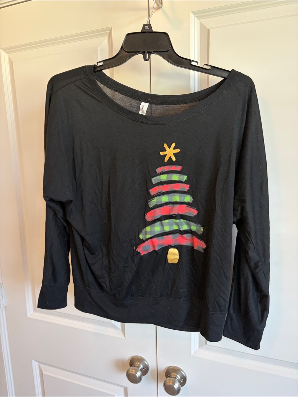 Bella Canvas Black Short Sleeve Tee with Colorful Striped Tree